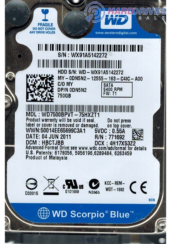 WD7500BPVT-75HXZT1