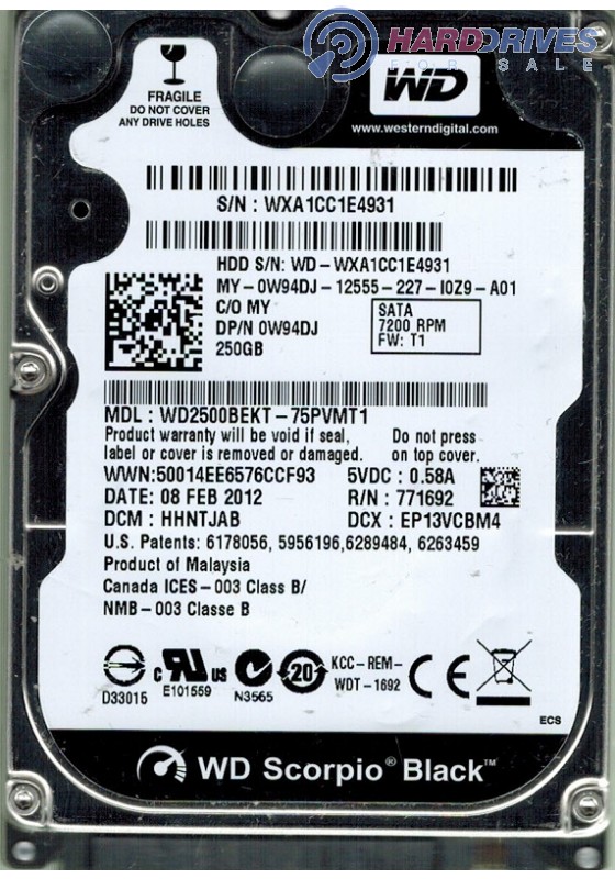 WD2500BEKT-75PVMT1