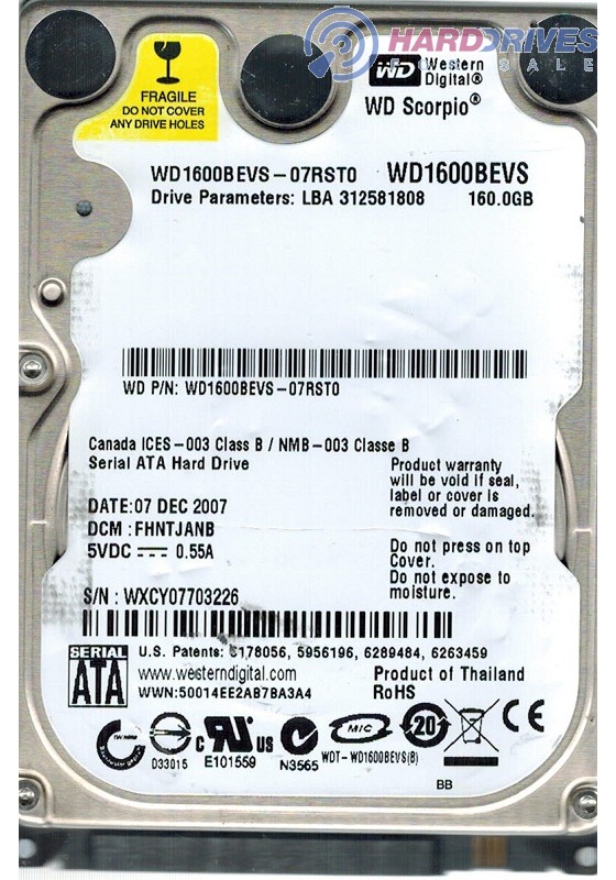 WD1600BEVS-07RST0
