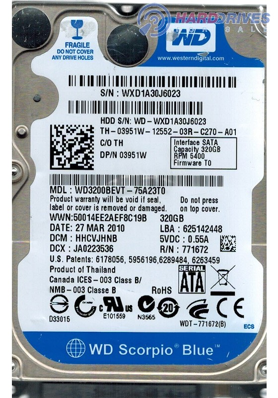 WD3200BEVT-75A23T0