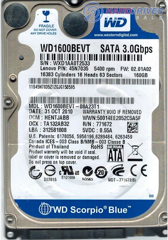 WD1600BEVT-08A23T1