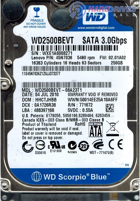 WD2500BEVT-08A23T1