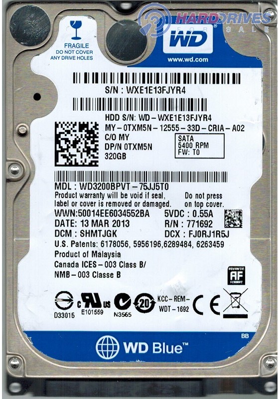 WD3200BPVT-75JJ5T0