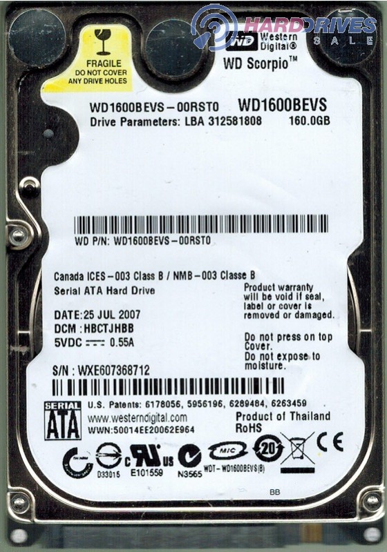 WD1600BEVS-00RST0