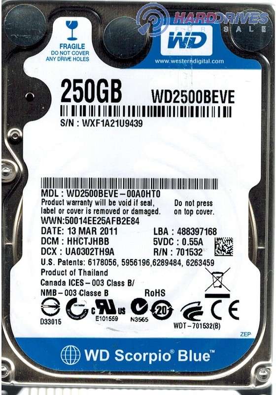 WD2500BEVE-00A0HT0