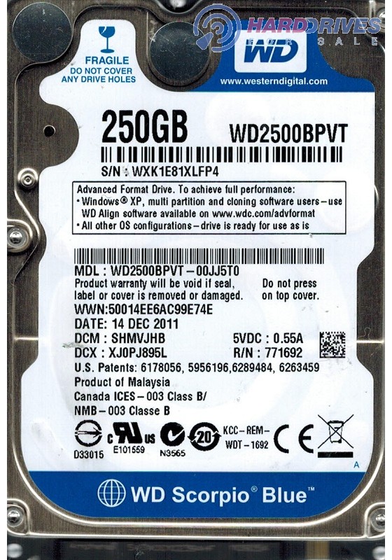 WD2500BPVT-00JJ5T0