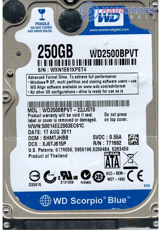 WD2500BPVT-22JJ5T0