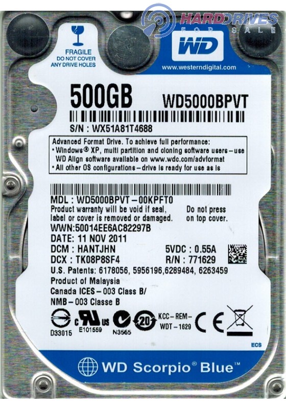 WD5000BPVT-00KPFT0