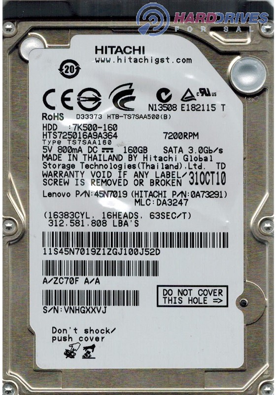 HTS725016A9A364 0A73291 DA3247 