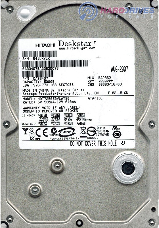 HDT725050VLAT80 0A33407 BA2362 