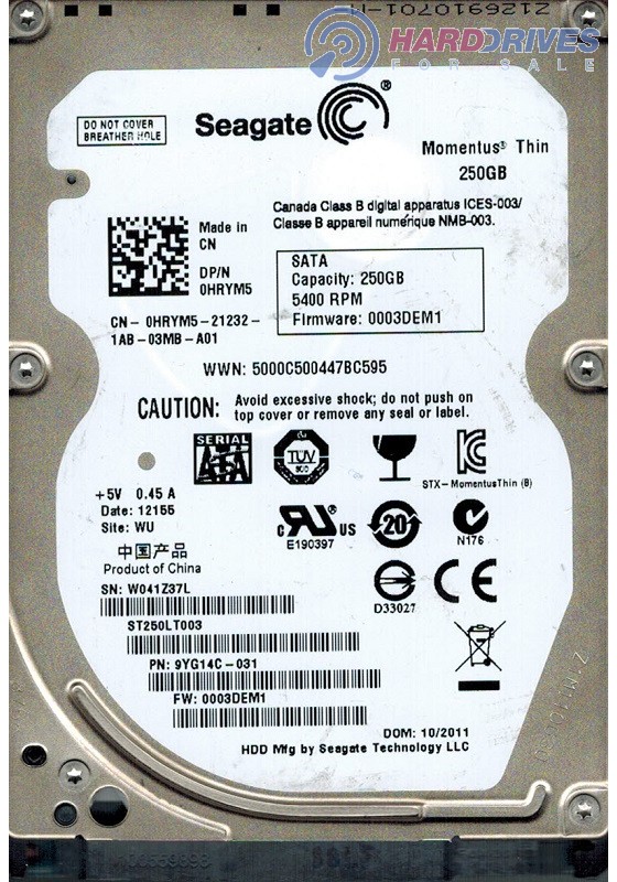 ST250LT003 9YG14C-031 0003DEM1 WU