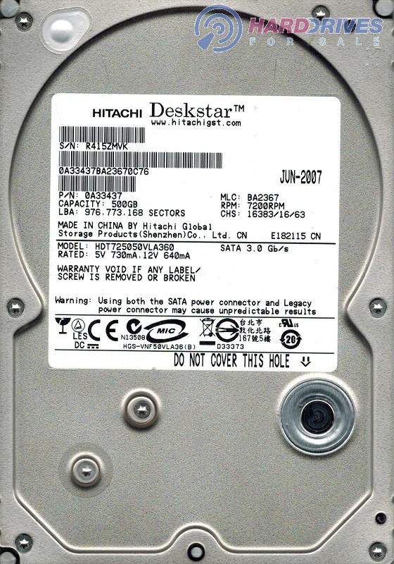 HDT725050VLA360 500GB 0A33437 BA2367