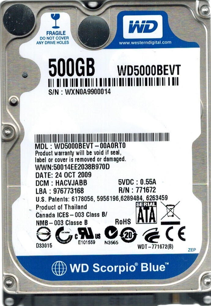 Western Digital WD5000BEVT-00A0RT0 500GB DCM: HACVJABB