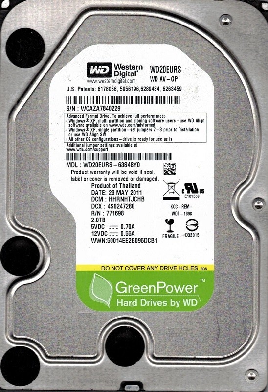 Western Digital WD20EURS-63S48Y0 2TB DCM: HHRNHTJCHB