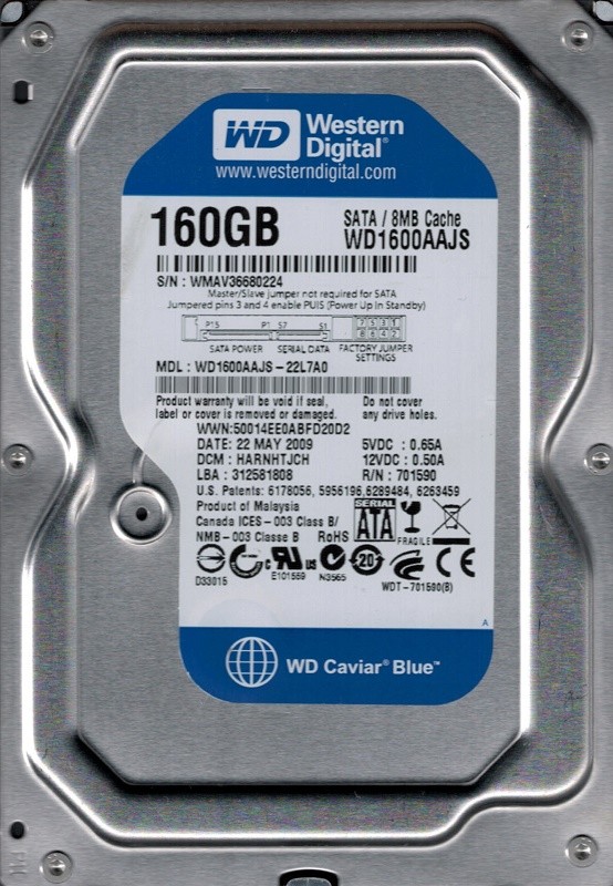 Western Digital WD1600AAJS-22L7A0 160GB DCM: HARNHTJCH
