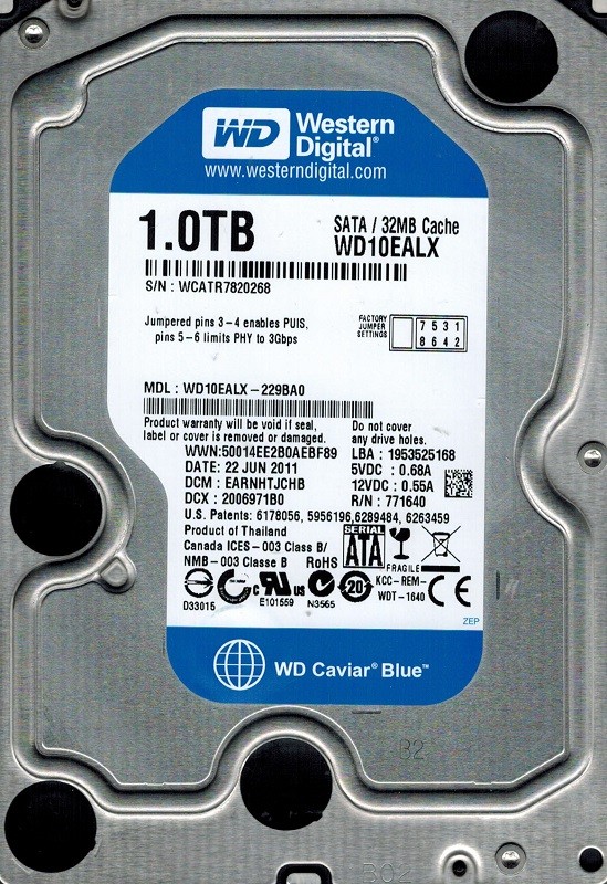 Western Digital WD10EALX-229BA0 1TB DCM: EARNHTJCHB