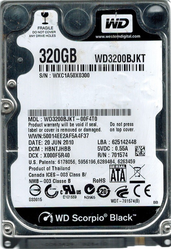 WD3200BJKT-00F4T0 Western Digital 320GB DCM: HBNTJHBB
