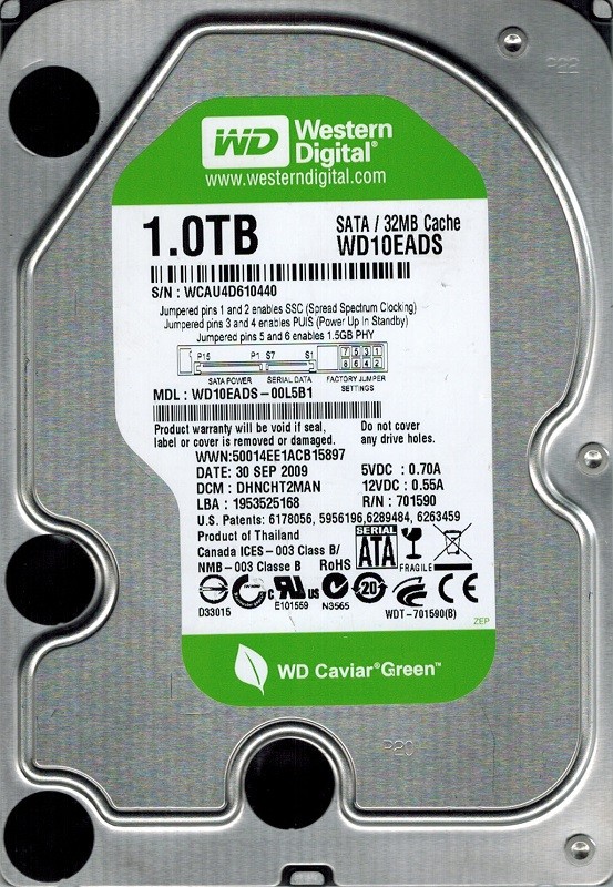 Western Digital WD10EADS-00L5B1 1TB DCM: DHNCHT2MAN
