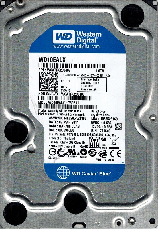 Western Digital WD10EALX-759BA0 1TB DCM: HARNHTJCAB