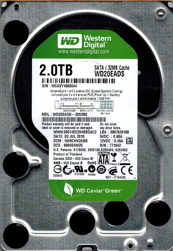 Western Digital WD20EADS-32S2B0 2TB DCM: HARCHV2ABB