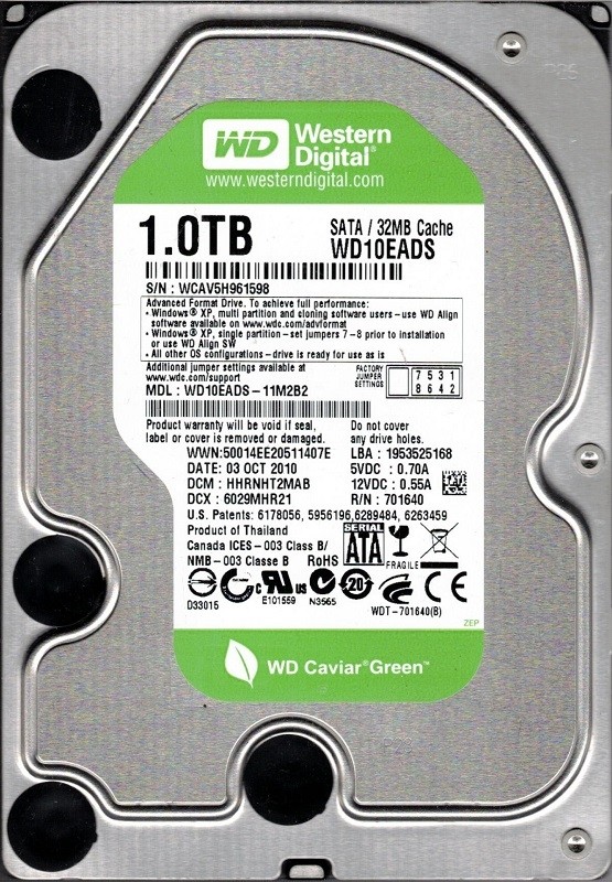 Western Digital WD10EADS-11M2B2 1TB DCM: HHRNHT2MAB