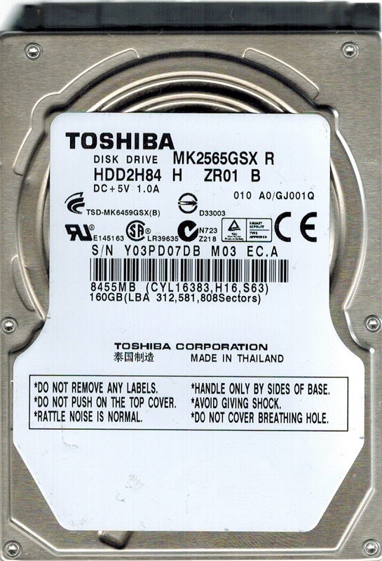 Toshiba MK2565GSX 250GB HDD2H84 H ZR01 B