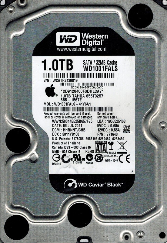Western Digital WD1001FALS-41Y6A1 1TB  DCM: HHRNNTJCHB 655-1567E