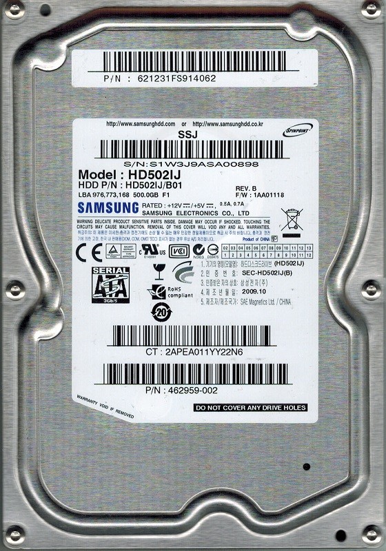 Samsung HD502IJ P/N: 621231FS914062 HD502IJ/B01 500GB