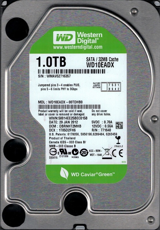 WD10EADX-00TDHB0 DCM: DBRNHT2MHB WMAV5 Western Digital 1TB
