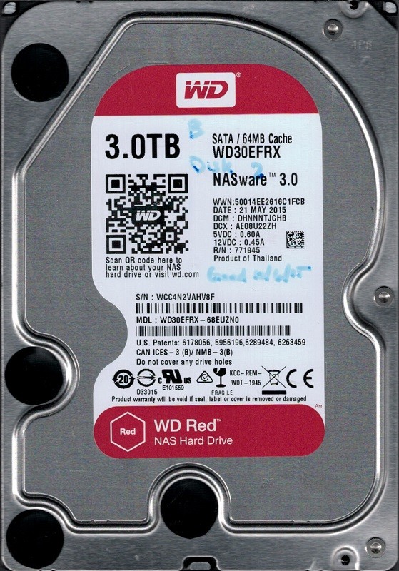 Western Digital WD30EFRX-68EUZN0 3TB DCM: DHNNNTJCHB