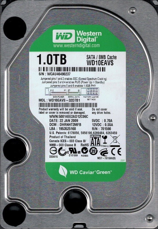 Western Digital WD10EAVS-32D7B1 DCM: DHRNHT2MFB 1TB