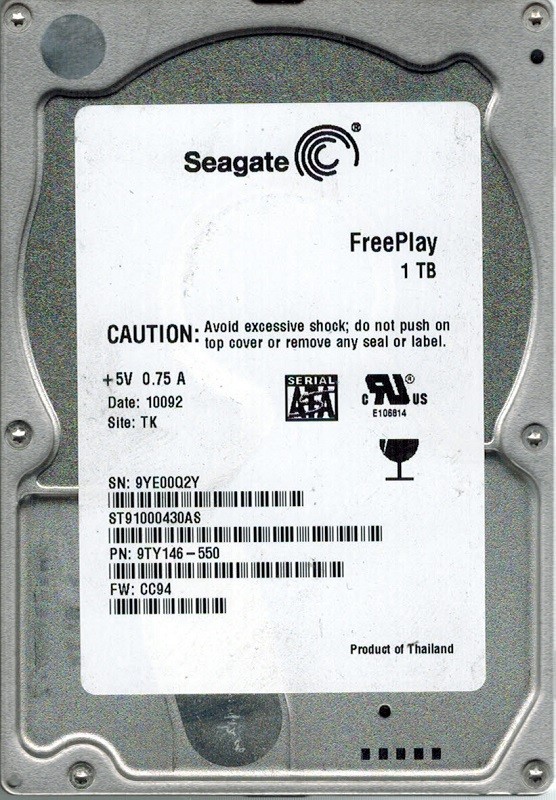 Seagate ST91000430AS P/N: 9TY146-550 1TB F/W: CC94 TK