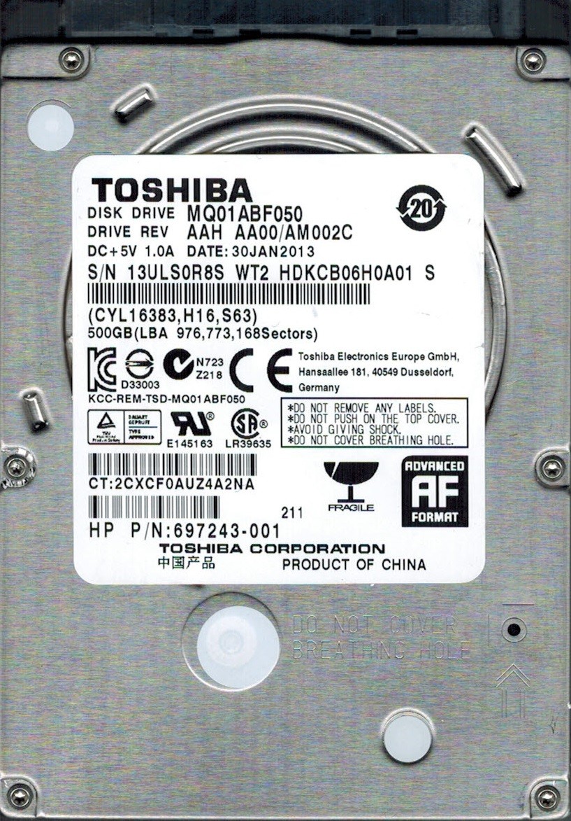 Toshiba MQ01ABF050 500GB AAH AA00/AM002C CHINA