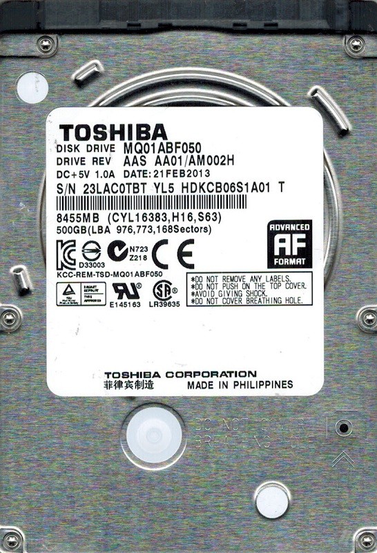 Toshiba MQ01ABF050 500GB AAS AA01/AM002H PHILIPPINES