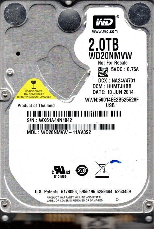 WD20NMVW-11AV3S2 DCM: HHMTJHBB WX61A Western Digital 2TB
