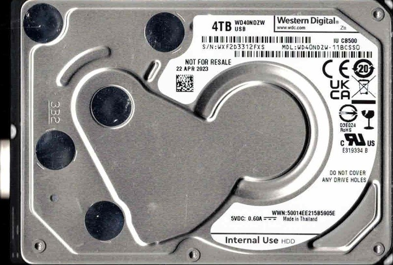 WD40NDZW-11BCSS0 USB 3.0 WXF2D APR 2023 Thailand Western Digital 4TB