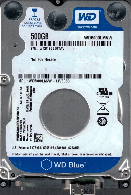 WD5000LMVW-11VEDS3 DCM: EBMT2AN WX61E Western Digital 500GB