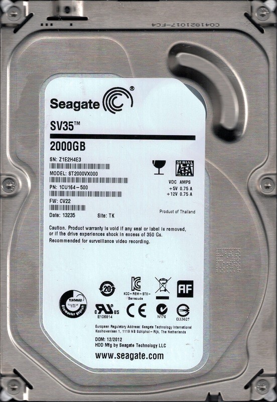 Seagate ST2000VX000 P/N: 1CU164-500 F/W: CV22 TK Z1E 2TB