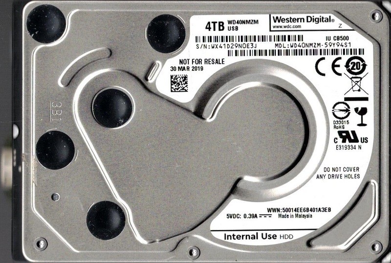 WD40NMZM-59Y94S1 USB C WX41D Western Digital 4TB