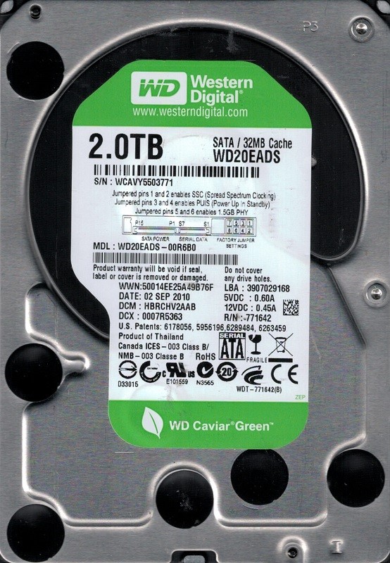 Western Digital WD20EADS-00R6B0 2TB DCM: HBRCHV2AAB