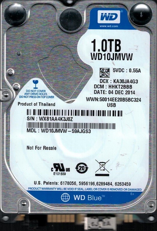 WD10JMVW-59AJGS3 DCM: HHKT2BBB WX81A Western Digital 1TB