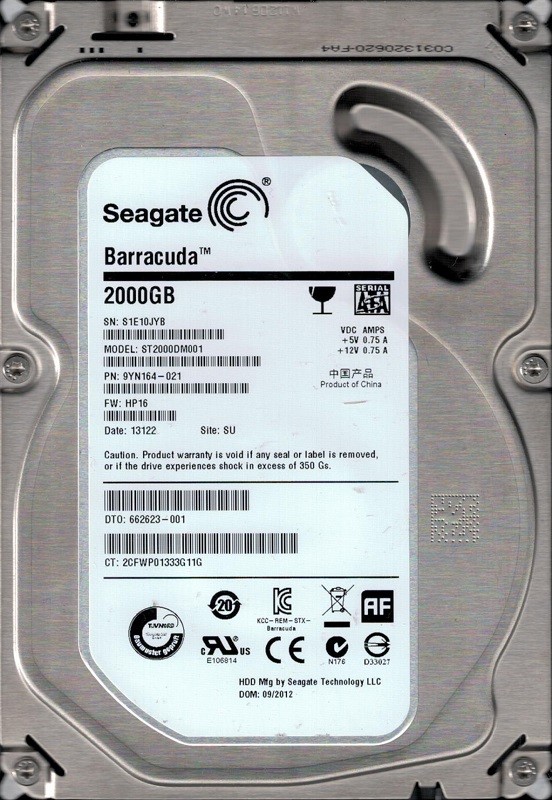 Seagate ST2000DM001 F/W: HP16 P/N: 9YN164-021 2TB SU S1E