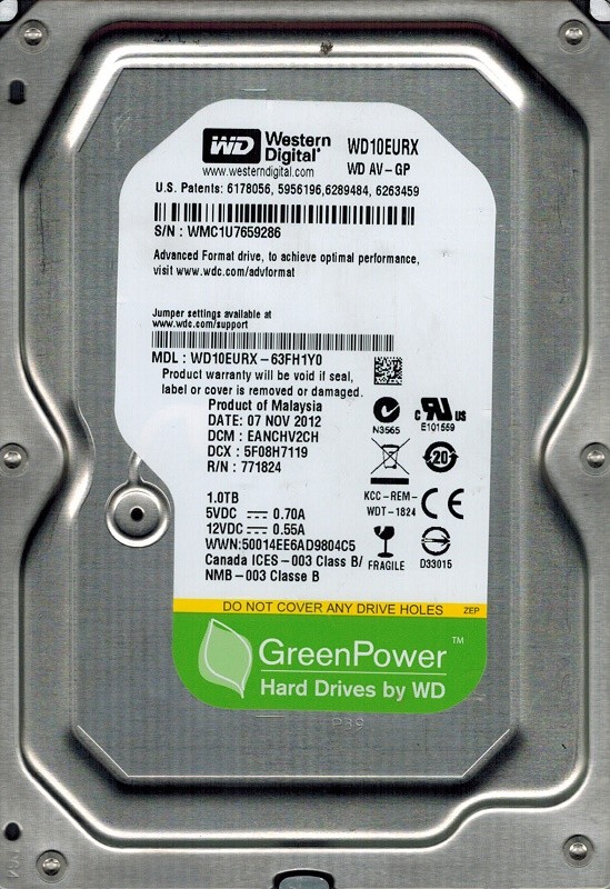 Western Digital WD10EURX-63FH1Y0 DCM: EANCHV2CH 1TB 