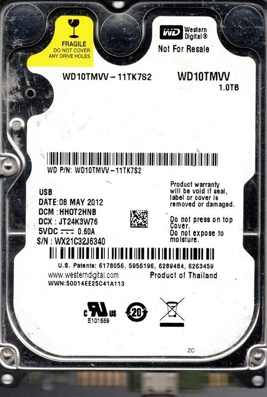 WD10TMVV-11TK7S2 DCM: HHOT2HNB WX21C Western Digital 1TB