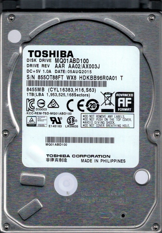 Toshiba MQ01ABD100 AAR AA02/AX003J Philippines 1TB