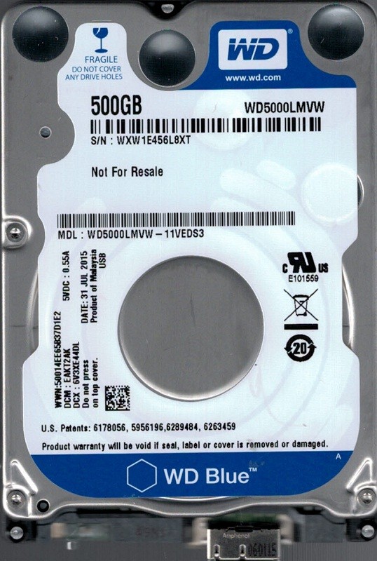 WD5000LMVW-11VEDS3 DCM: EAKT2AK WXW1E Western Digital 500GB 