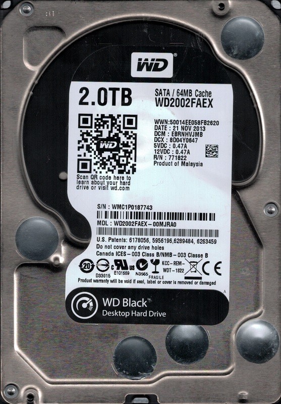 WD2002FAEX-00MJRA0 DCM: EBRNHVJMB Western Digital 2TB