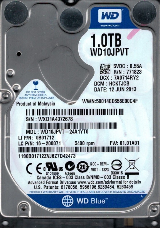 WD10JPVT-24A1YT0 DCM: HCKTJCB WXD1A Western Digital 1TB