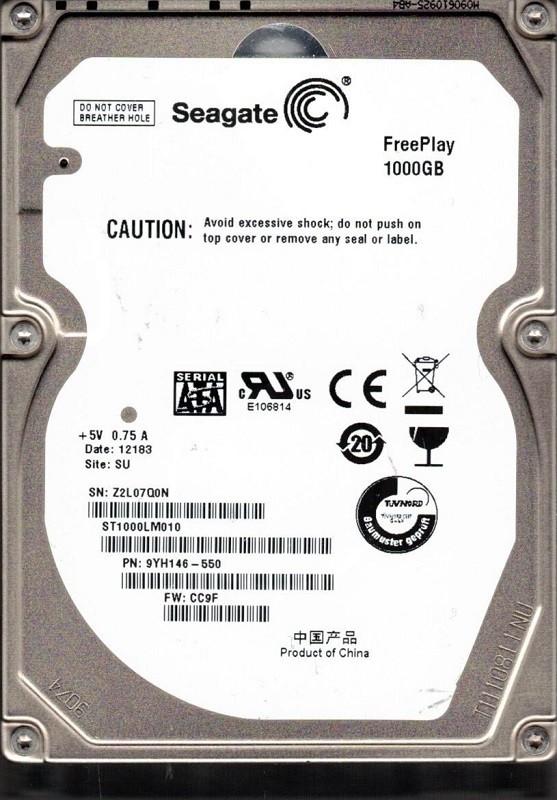 Seagate ST1000LM010 P/N: 9YH146-550 F/W: CC9F SU Z2L 1TB