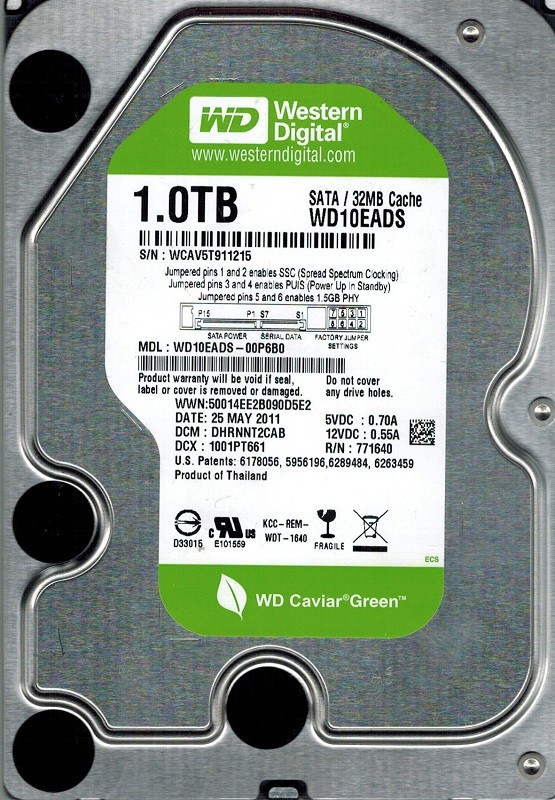 Western Digital WD10EADS-00P6B0 1TB DCM: DHRNNT2CAB